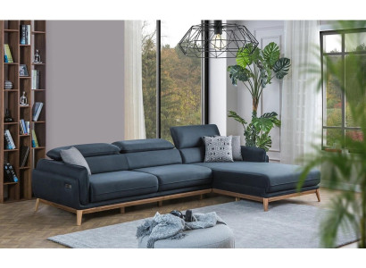 Designer Living room Sofas L-shape Furnishings Upholstered furniture Black Corner sofa